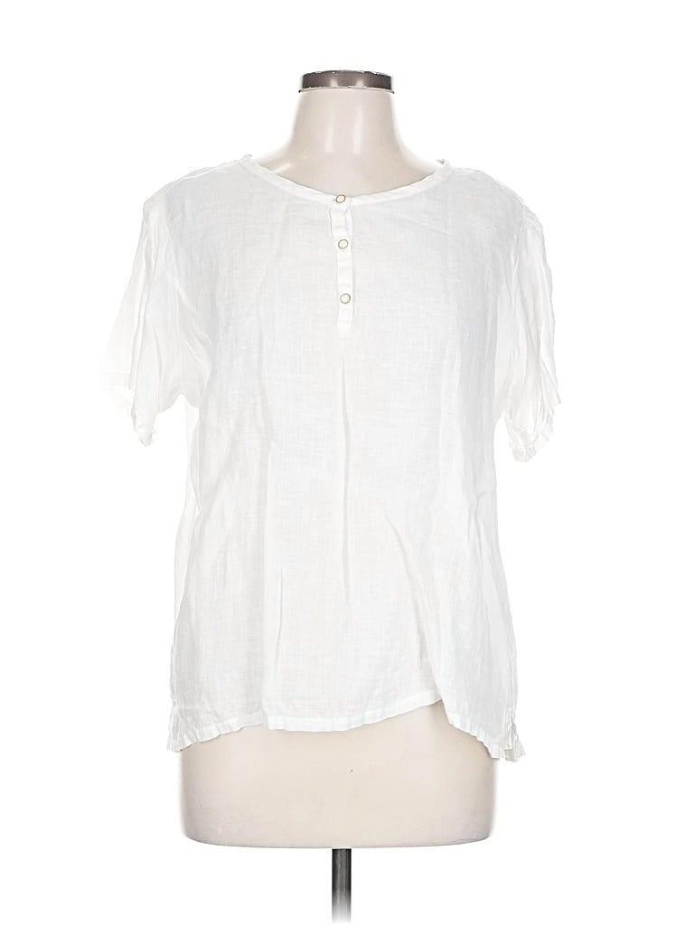 Pre-owned Orvis Short Sleeve Blouse In White