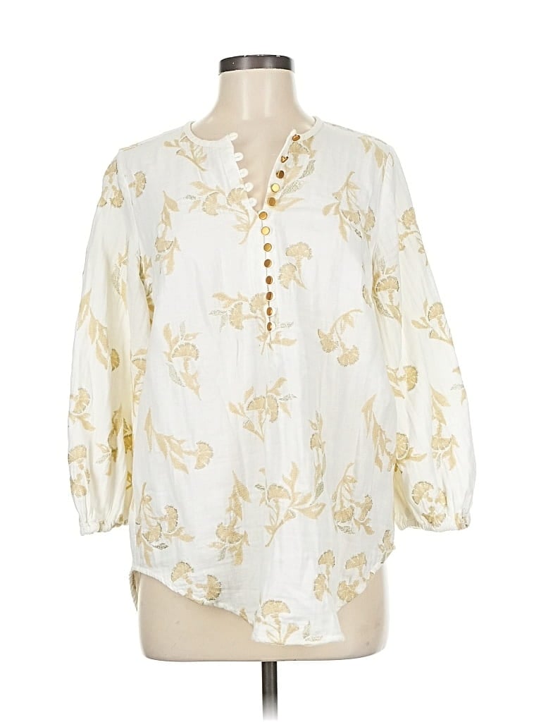 Pre-owned Floreat 3/4 Sleeve Blouse In White