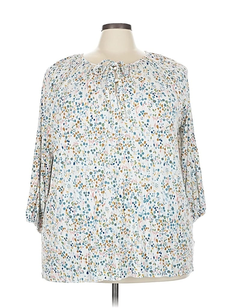 Pre-owned Croft & Barrow 3/4 Sleeve T-shirt In White