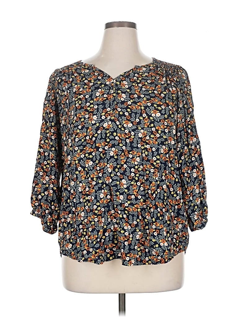 Pre-owned Sonoma Goods For Life 3/4 Sleeve Blouse In Brown