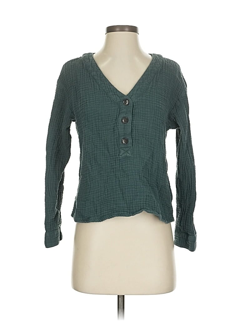 Pre-owned Madewell Long Sleeve Blouse In Blue