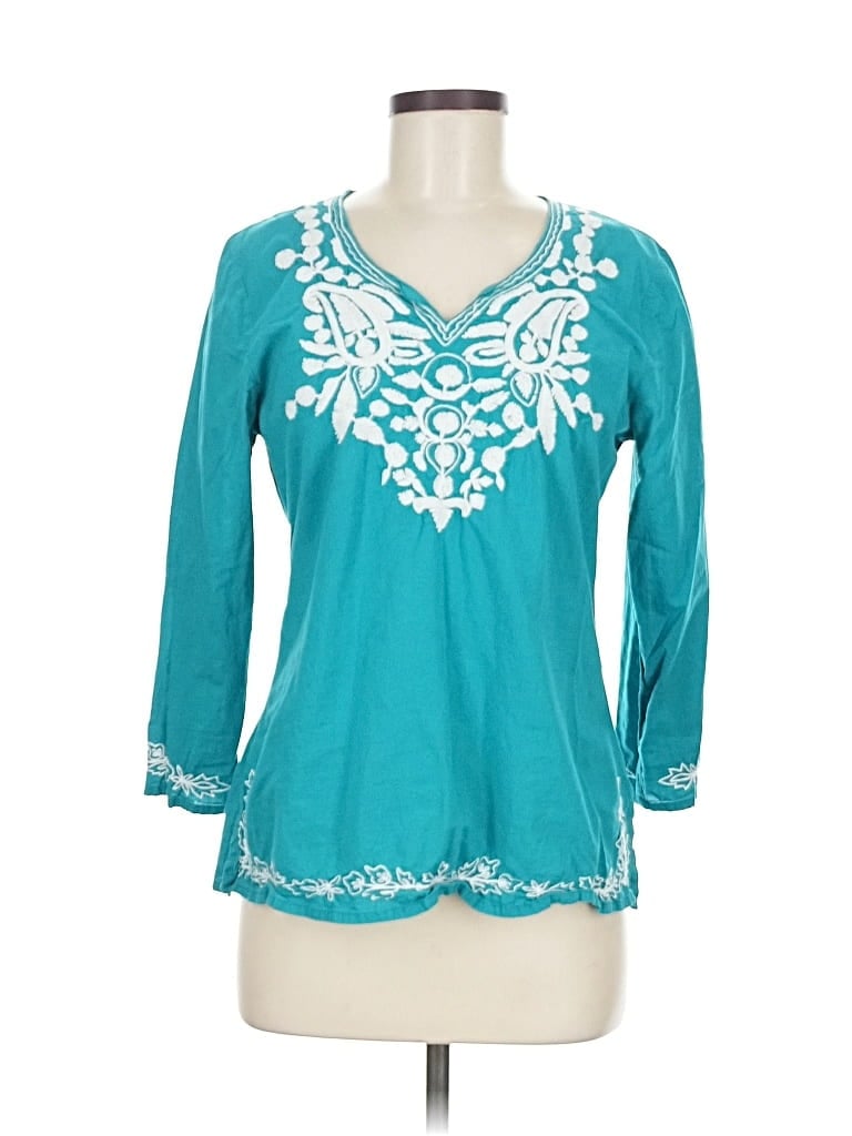 Pre-owned Guess 3/4 Sleeve Blouse In Blue