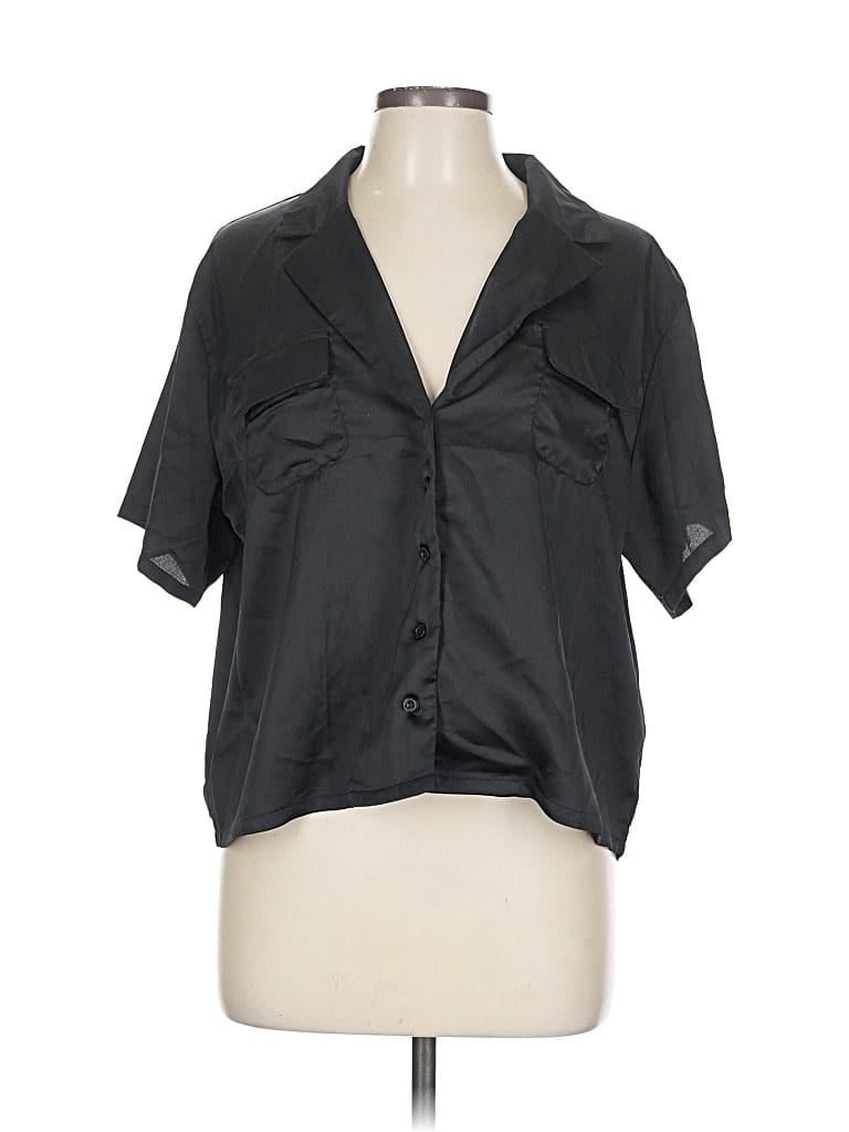 Pre-owned Nasty Gal Inc. Short Sleeve Blouse In Black