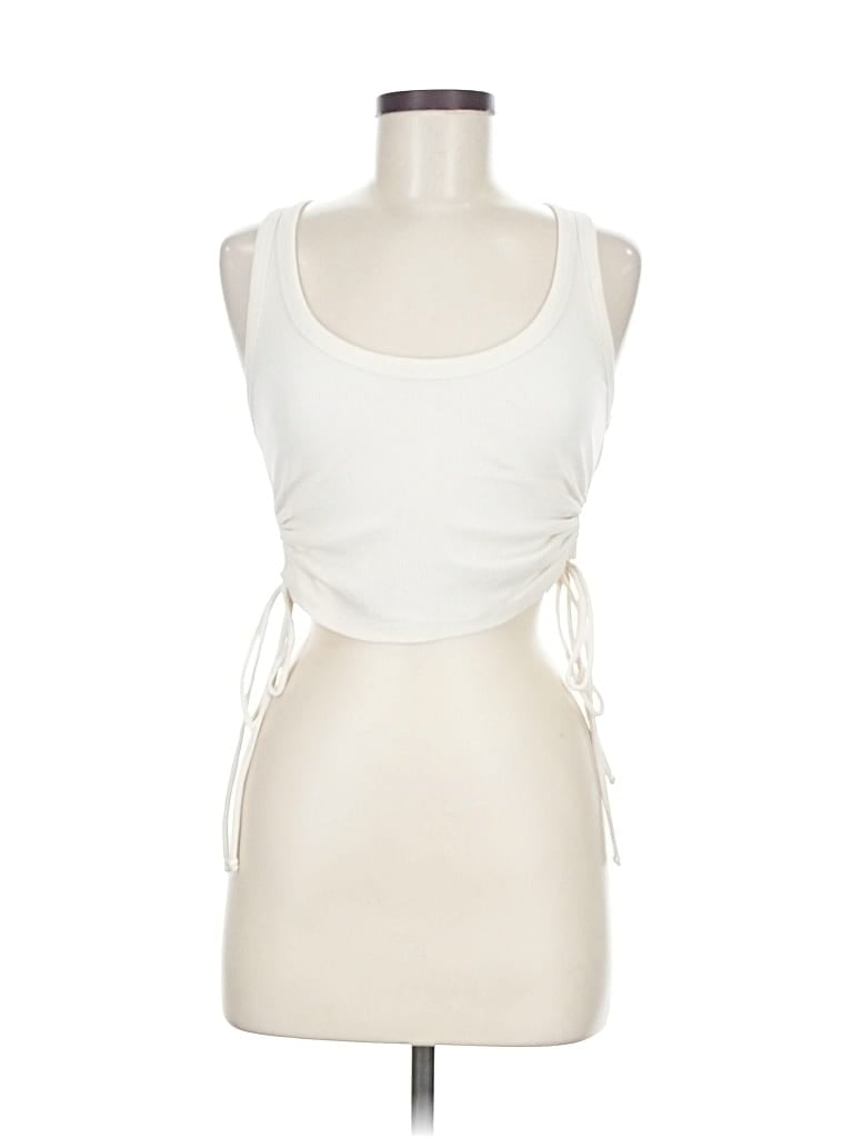 Pre-owned Zara Tank Top Ivory Halter Neckline Tops In White