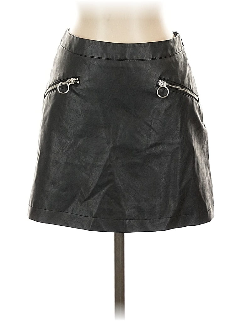 Pre-owned Primark Faux Leather Skirt In Black