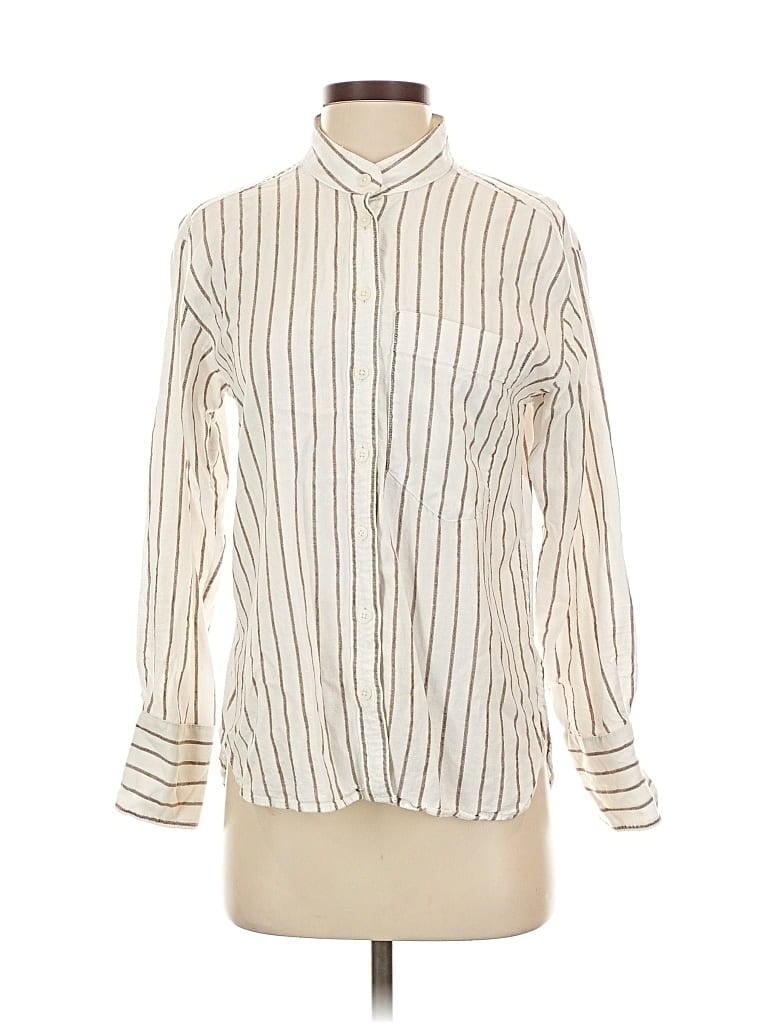 Pre-owned Banana Republic Factory Store Long Sleeve Blouse In White