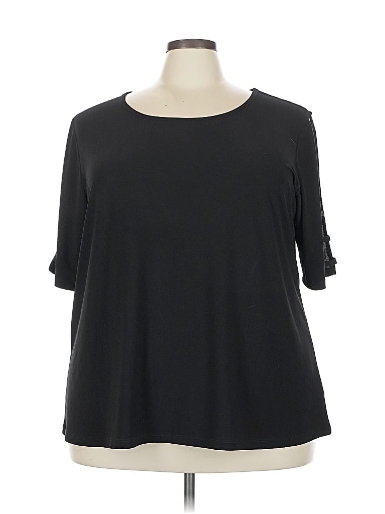 Pre-owned 89th & Madison Short Sleeve Top Black Boatneck Tops