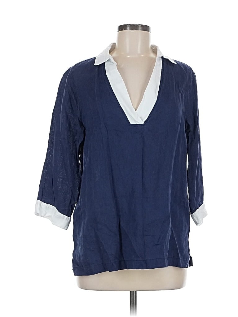 Pre-owned Isaac Mizrahi New York 3/4 Sleeve Blouse In Blue
