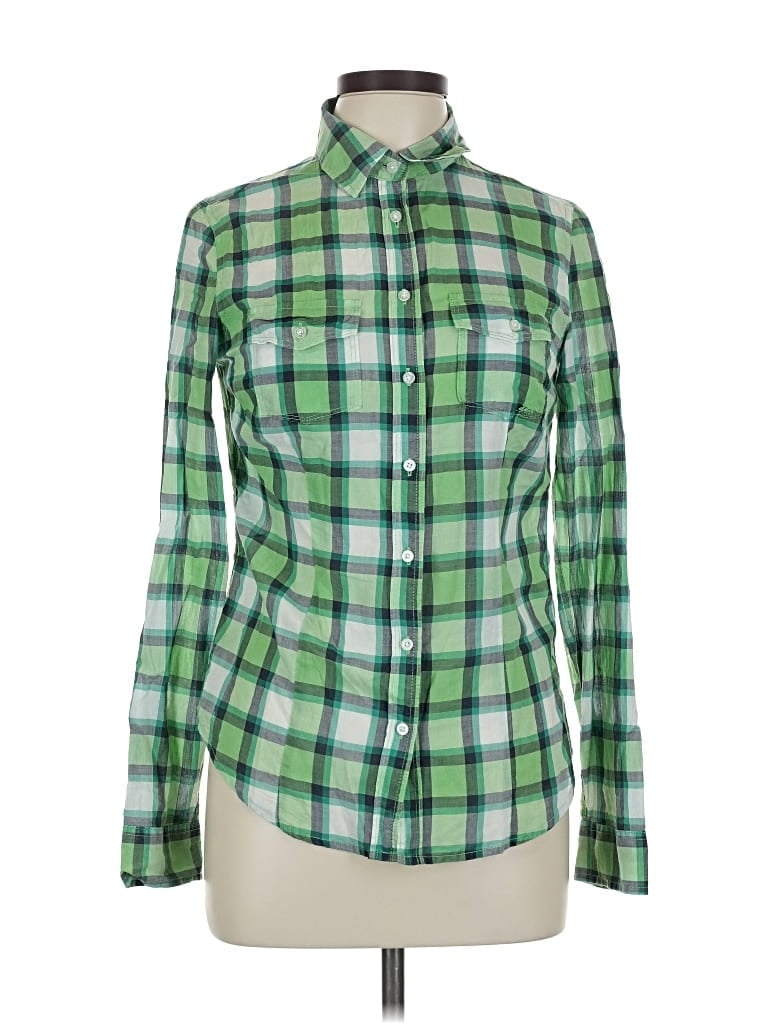 Pre-owned Aéropostale Long Sleeve Button Down Shirt In Green