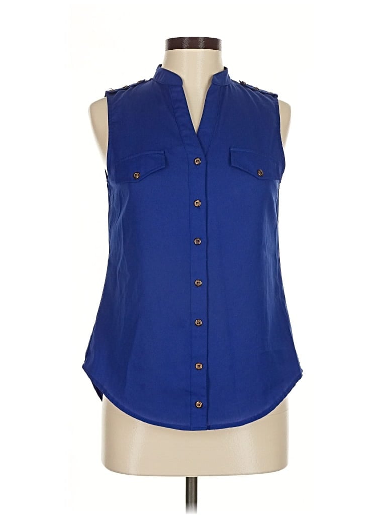Pre-owned Mine Sleeveless Button Down Shirt In Blue