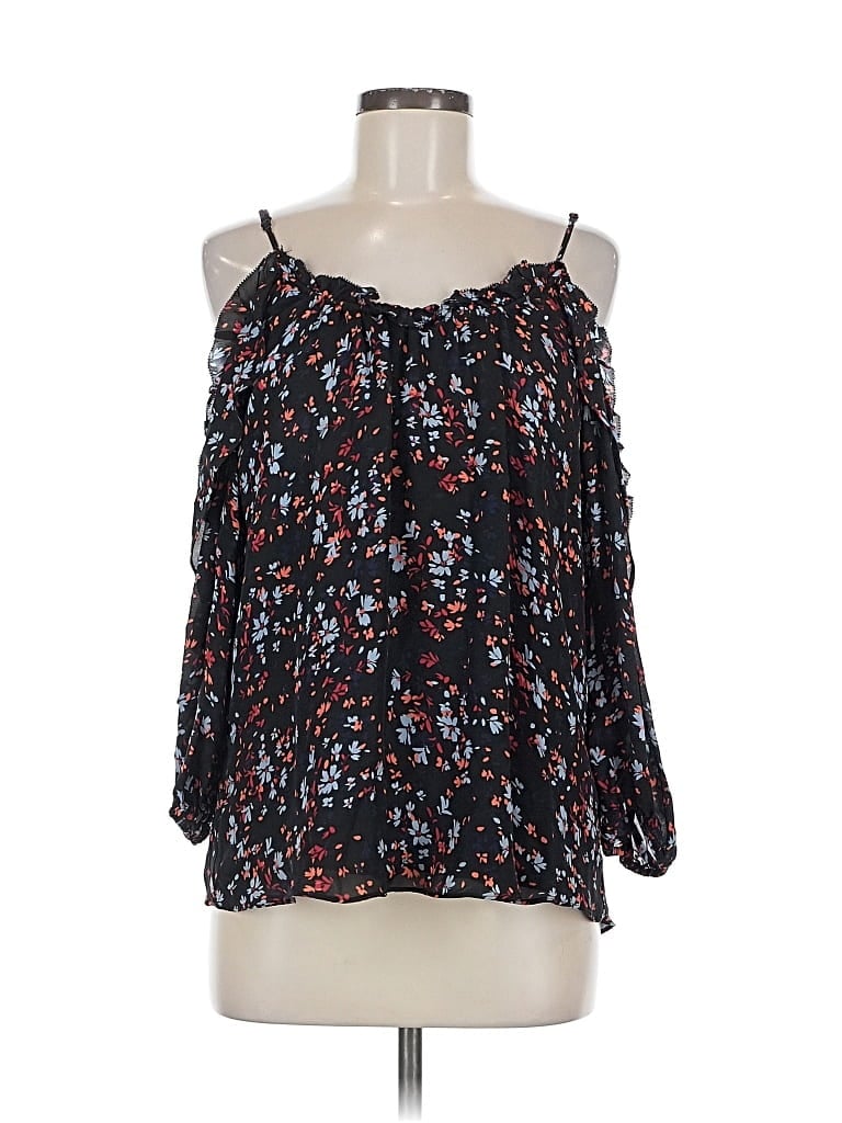 Pre-owned Parker Sleeveless Silk Top Black Cold Shoulder Neckline Tops