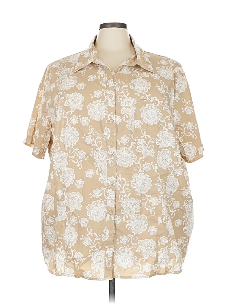 Pre-owned White Stag Short Sleeve Blouse In Brown