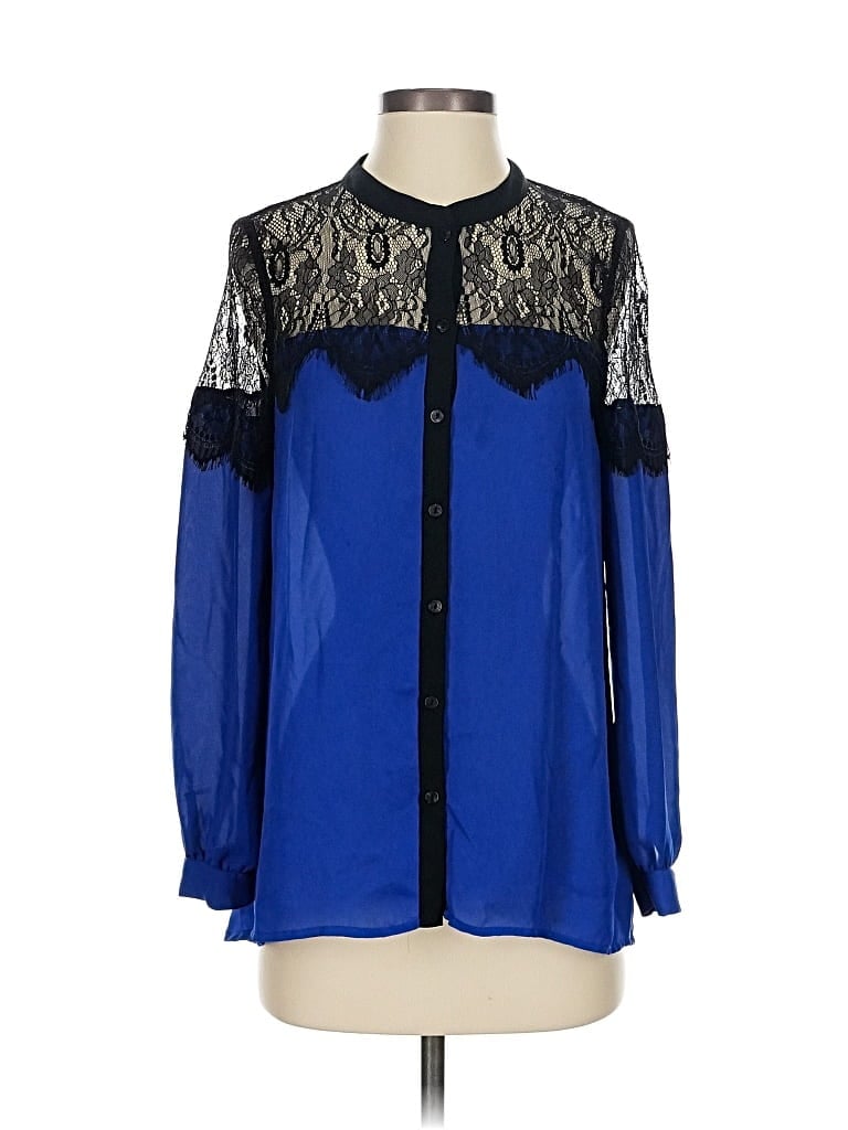 Pre-owned Lc Lauren Conrad Long Sleeve Blouse In Blue