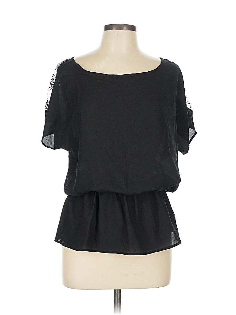 Pre-owned Alythea Short Sleeve Blouse In Black