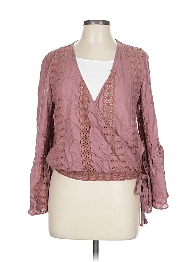 Pre-owned American Eagle Outfitters Long Sleeve Blouse In Pink