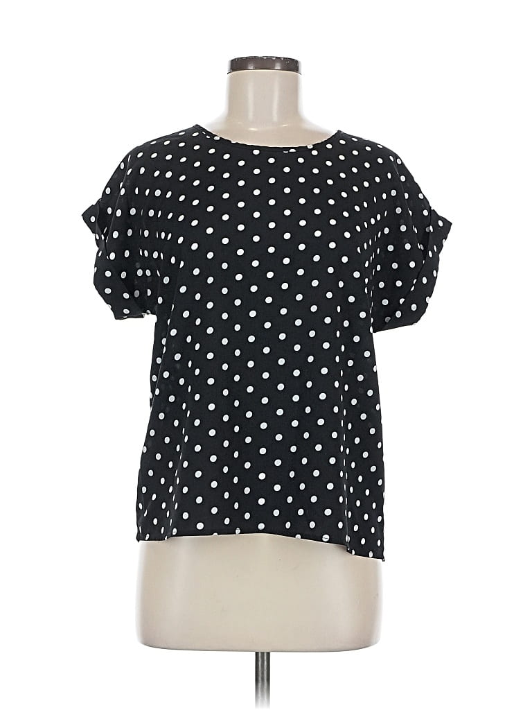 Pre-owned Assorted Brands Short Sleeve Blouse In Black