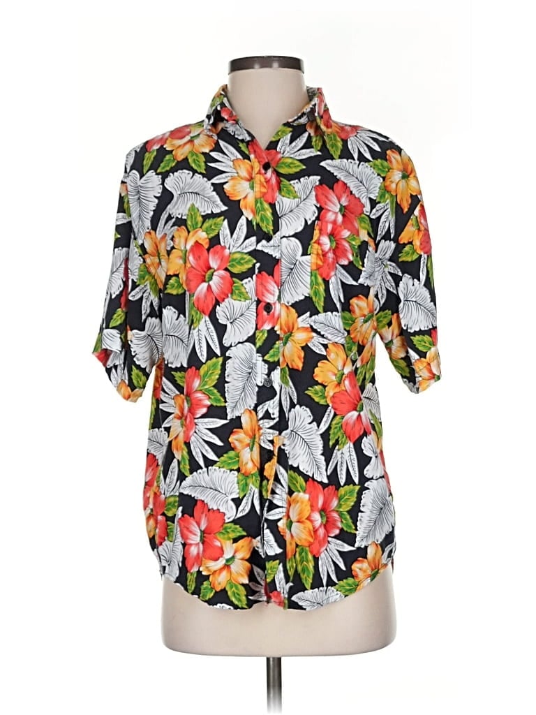 Pre-owned Solutions Short Sleeve Blouse In Black