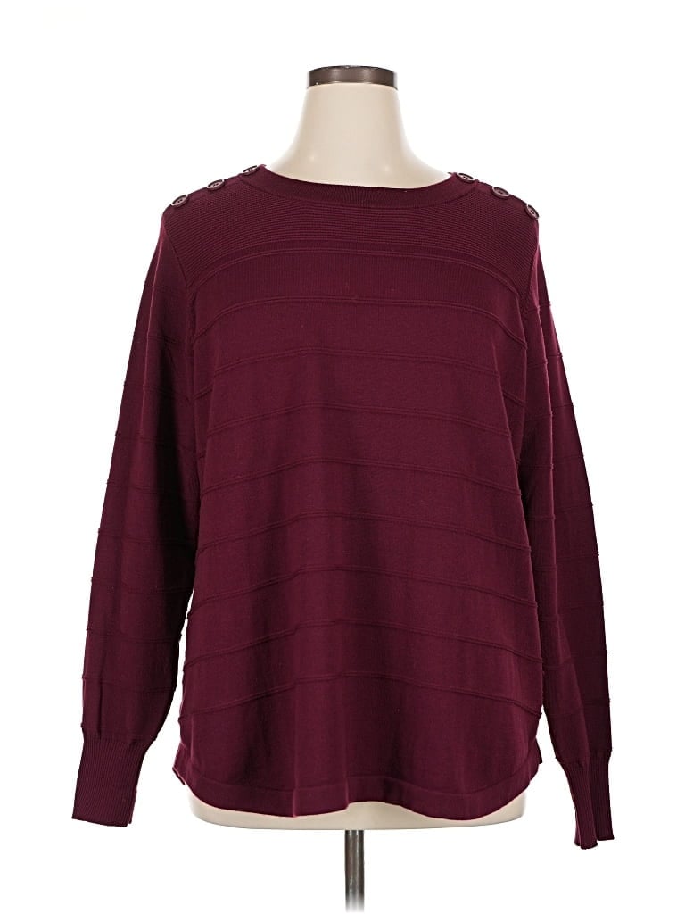 Pre-owned Liz Claiborne Long Sleeve T-shirt In Burgundy