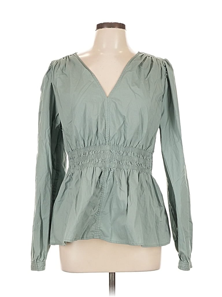 Pre-owned Gap Long Sleeve Blouse In Green