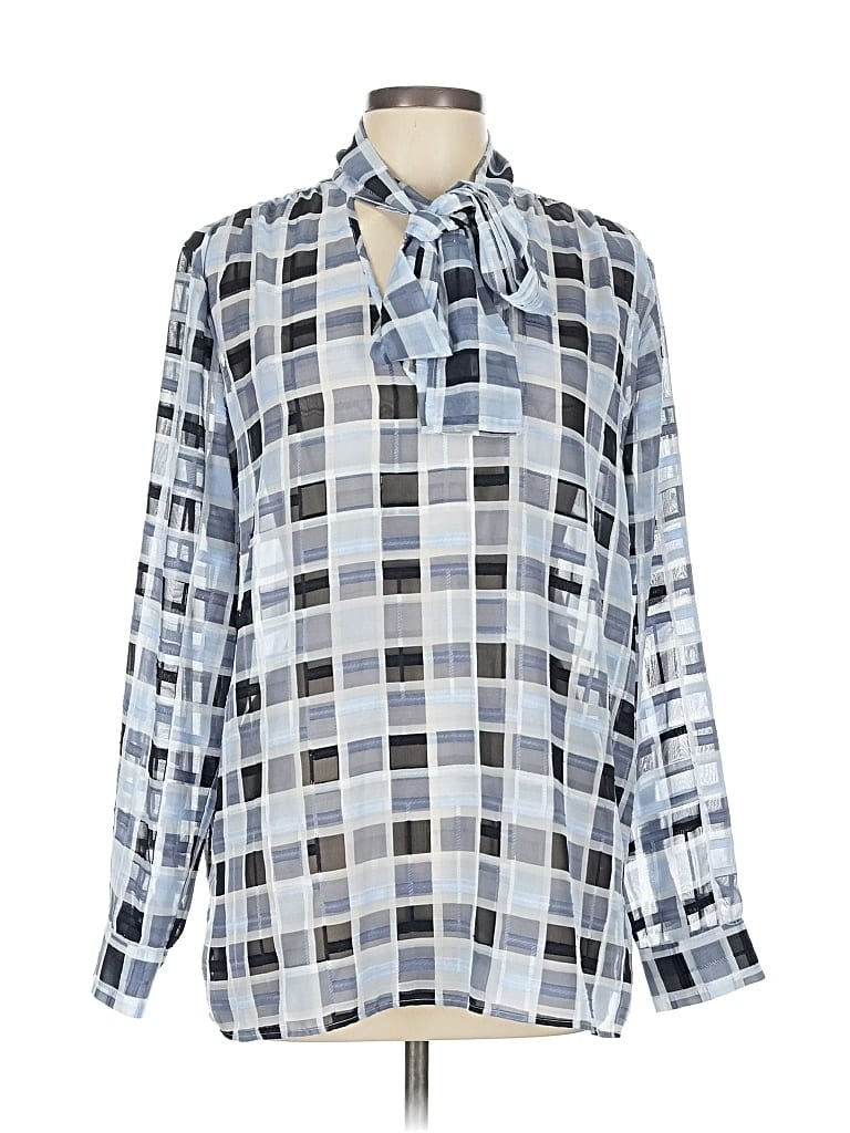 Pre-owned Ann Taylor Long Sleeve Blouse In Blue