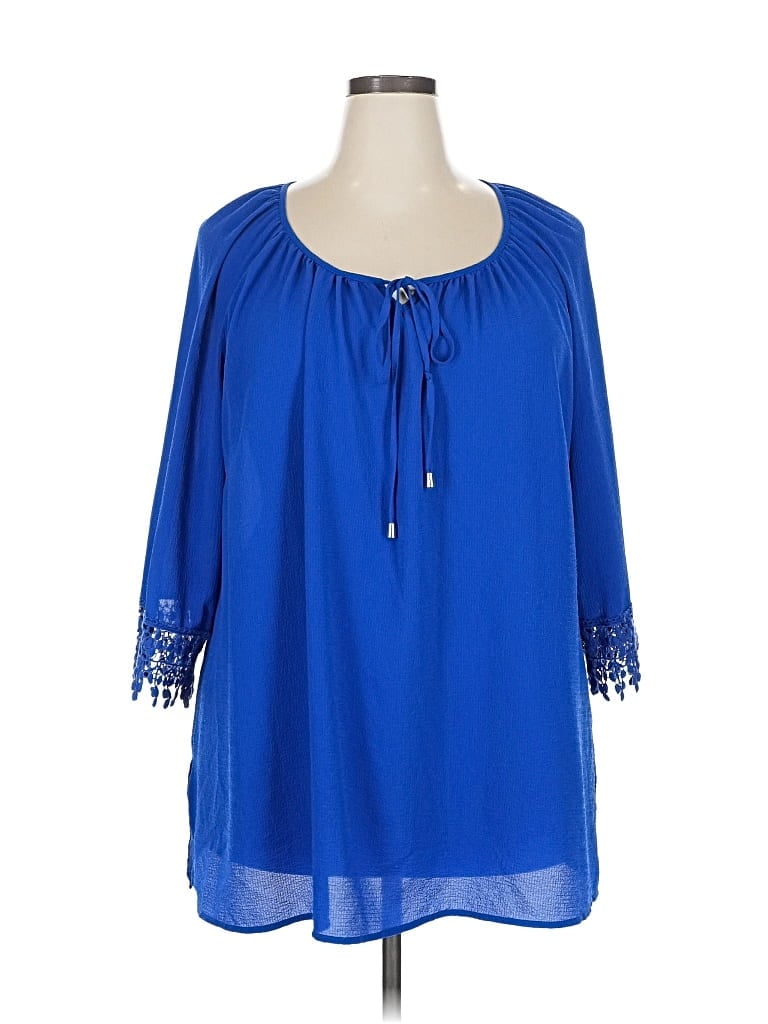 Pre-owned Catherines 3/4 Sleeve Blouse In Blue