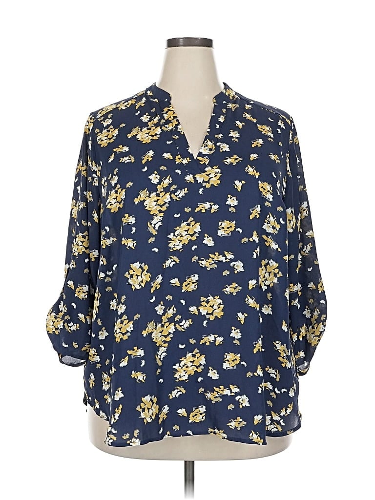 Pre-owned Lush 3/4 Sleeve Blouse In Blue