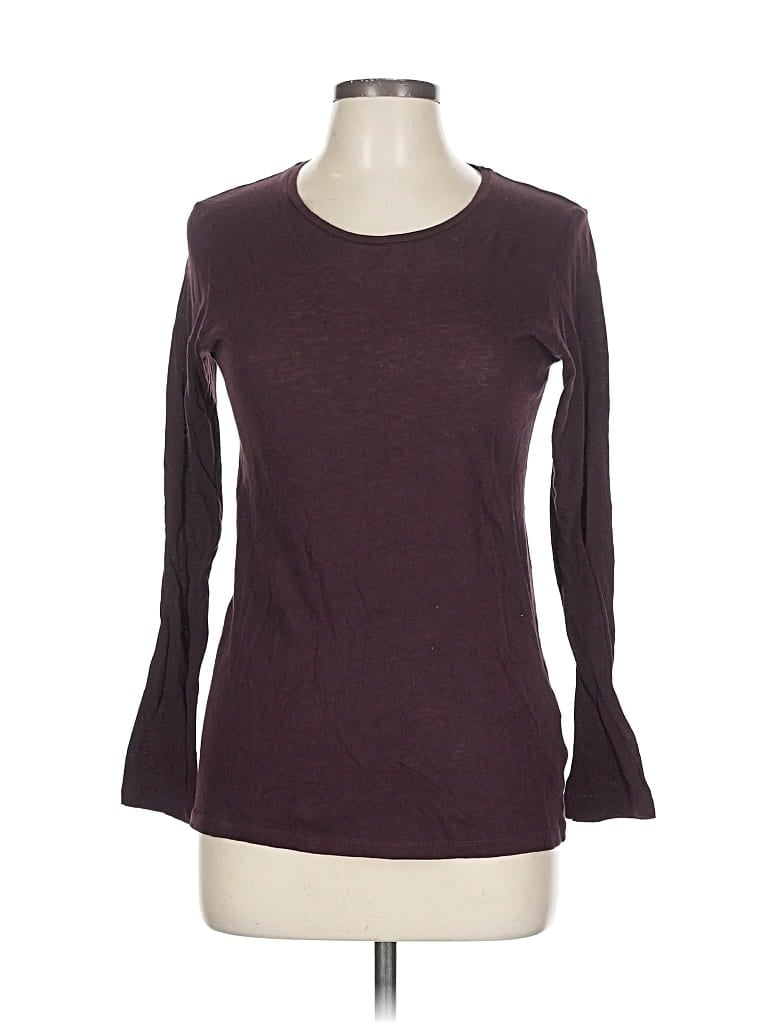 Pre-owned Majestic 3/4 Sleeve T-shirt In Burgundy