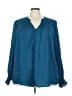 Torrid 100% Polyester Teal Long Sleeve Blouse Size 3X Plus (3) - photo 1