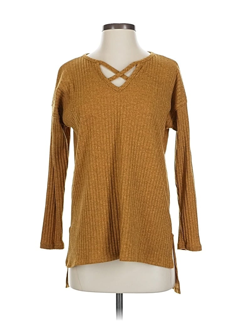 Pre-owned Rue21 Long Sleeve Top Orange Keyhole Neckline Tops