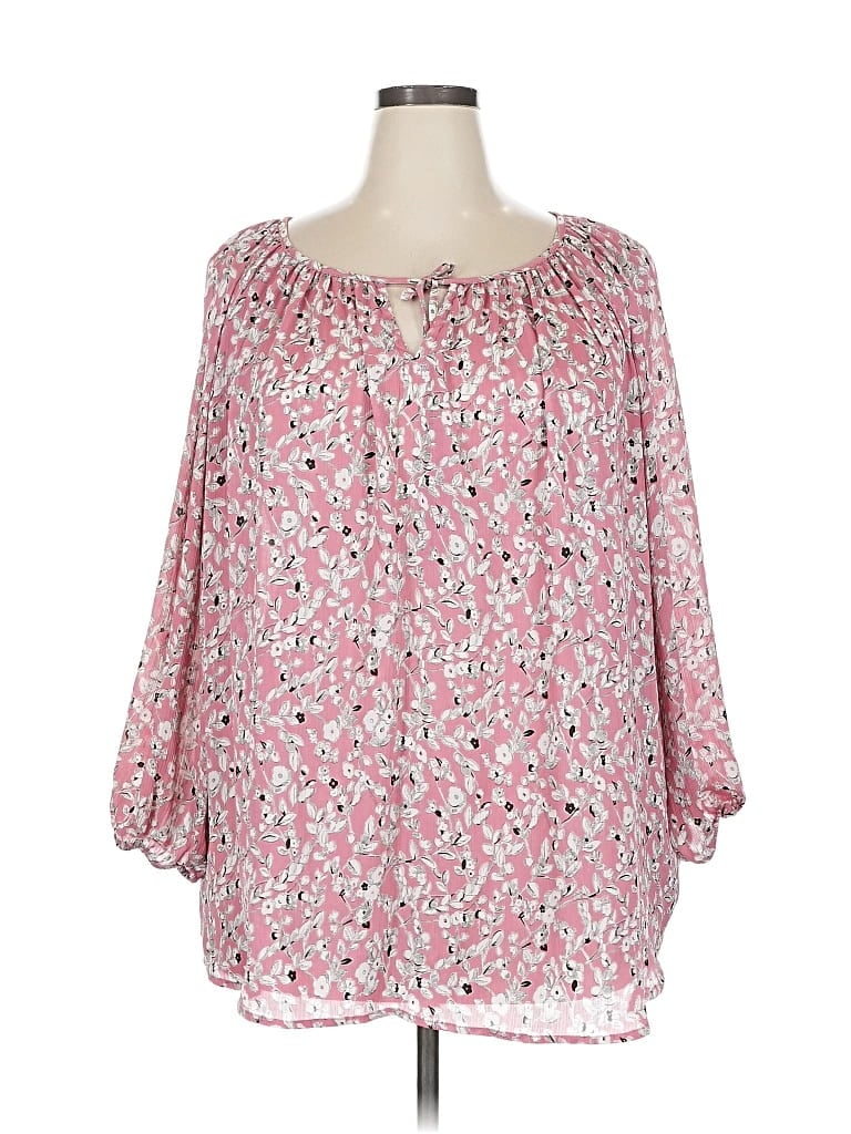 Pre-owned Unbranded 3/4 Sleeve Blouse In Pink