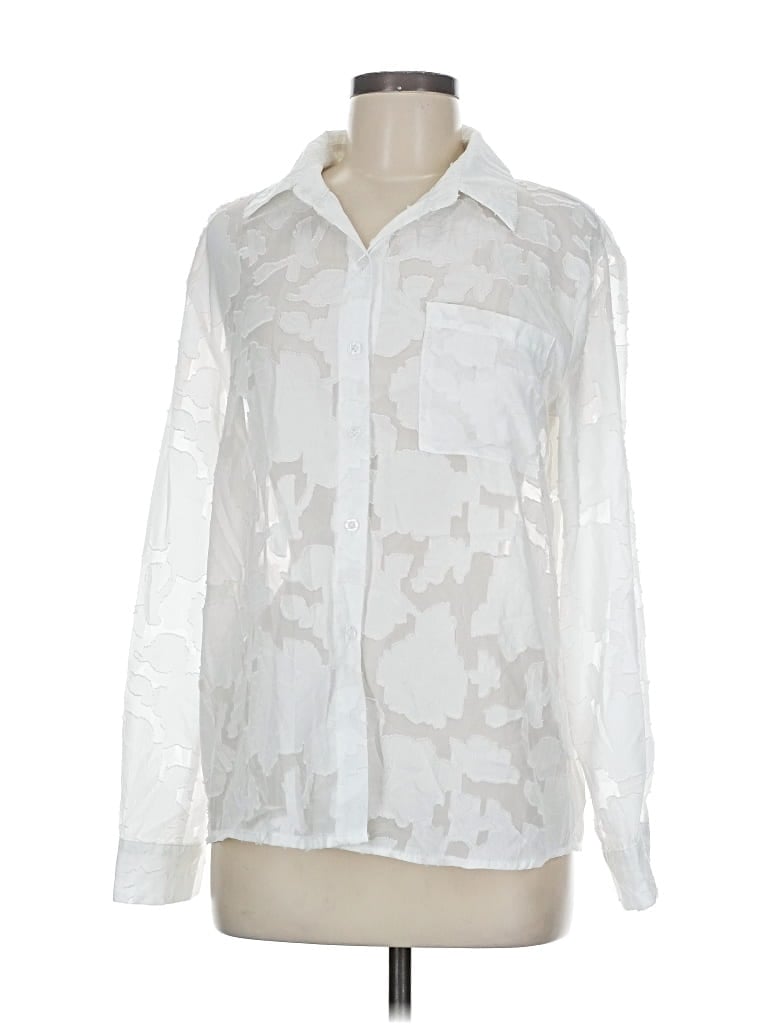 Pre-owned Unbranded Long Sleeve Blouse In White