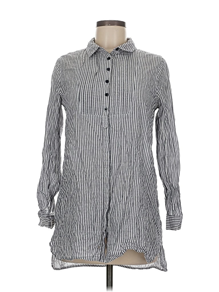 Pre-owned Forever 21 Long Sleeve Button Down Shirt In Gray