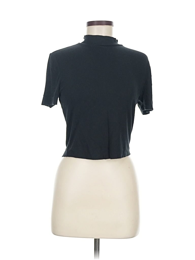 Pre-owned Babaton Short Sleeve Turtleneck In Black