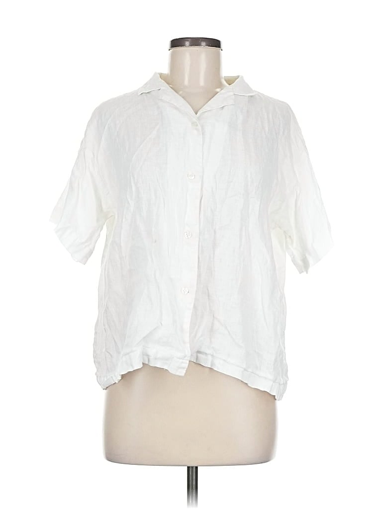 Pre-owned Unbranded Short Sleeve Blouse In White