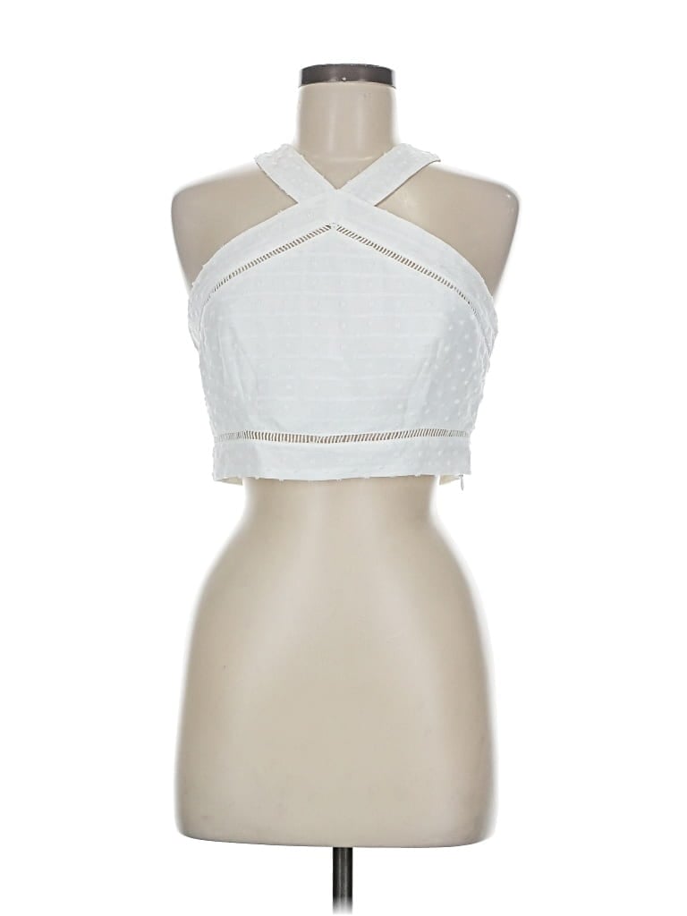 Pre-owned Lulus Sleeveless Top Silver Halter Neckline Tops