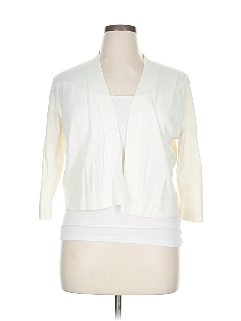Pre-owned Roz & Ali Cardigan Sweater In White