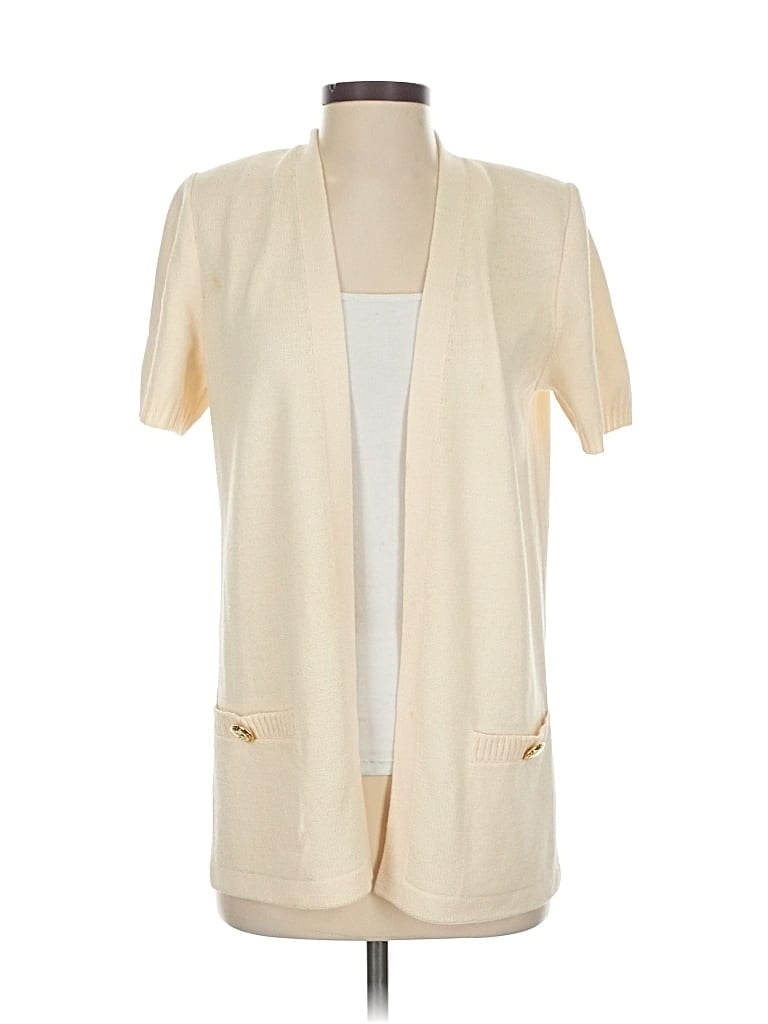 Pre-owned St. John Collection By Marie Gray Cardigan Sweater In White