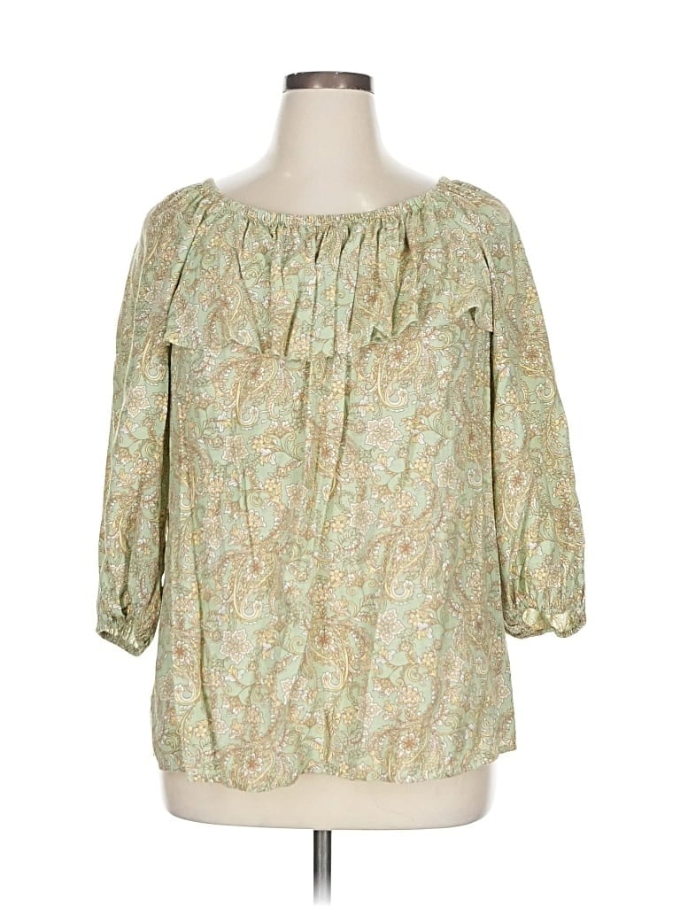 Pre-owned C Established 1946 3/4 Sleeve Blouse In Green