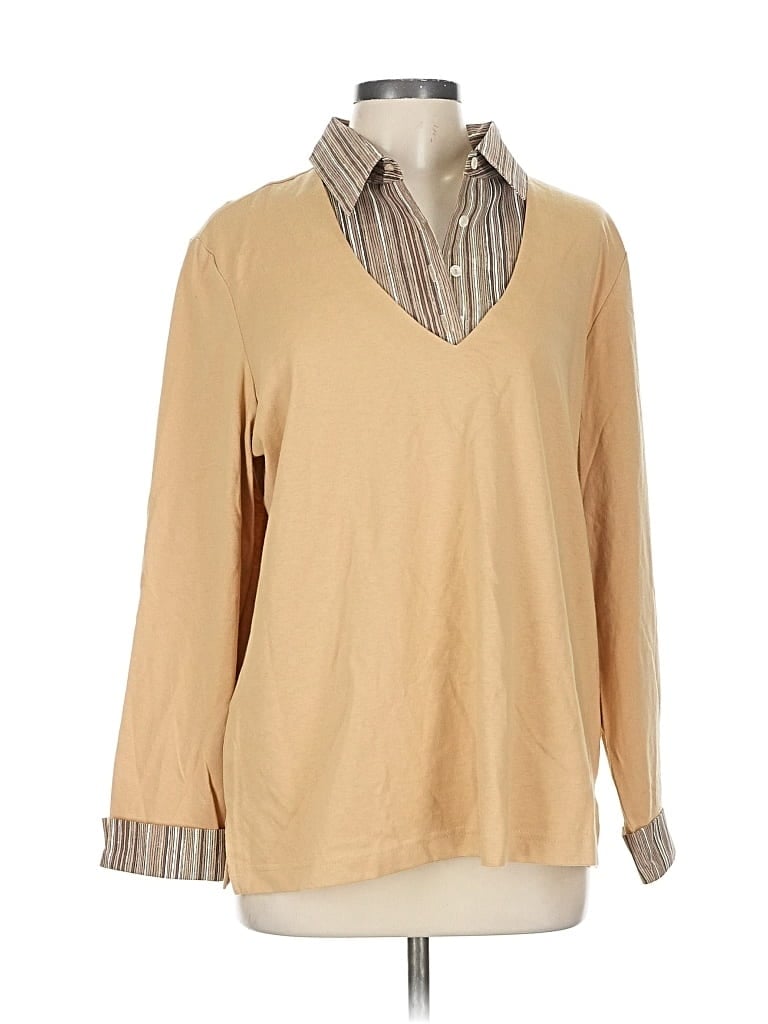 Pre-owned Blair Long Sleeve Blouse In Brown
