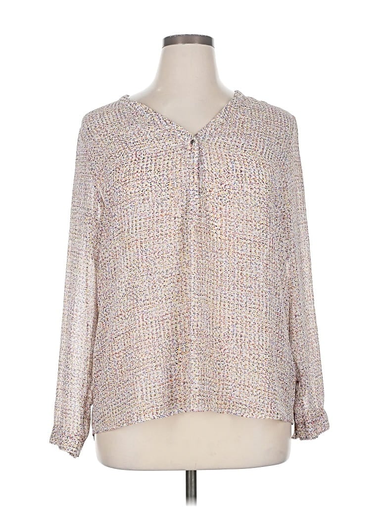 Pre-owned Liz Claiborne Long Sleeve Blouse In Silver