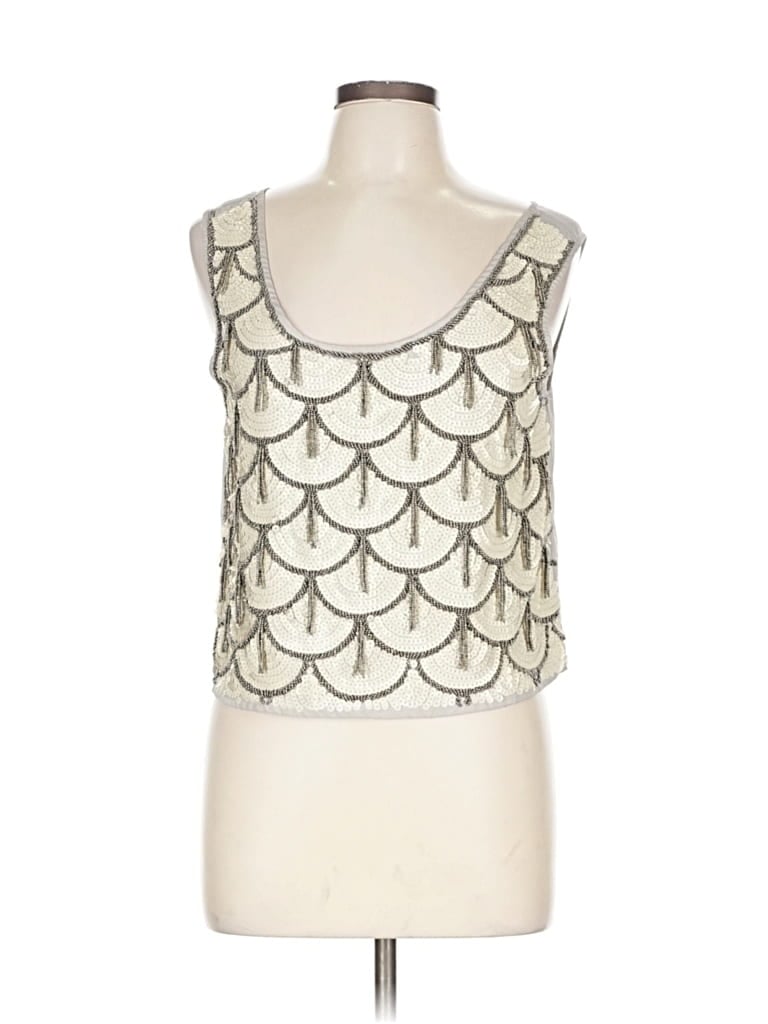 Pre-owned Black Sleeveless Top Tan Sweetheart Neckline Tops In Brown