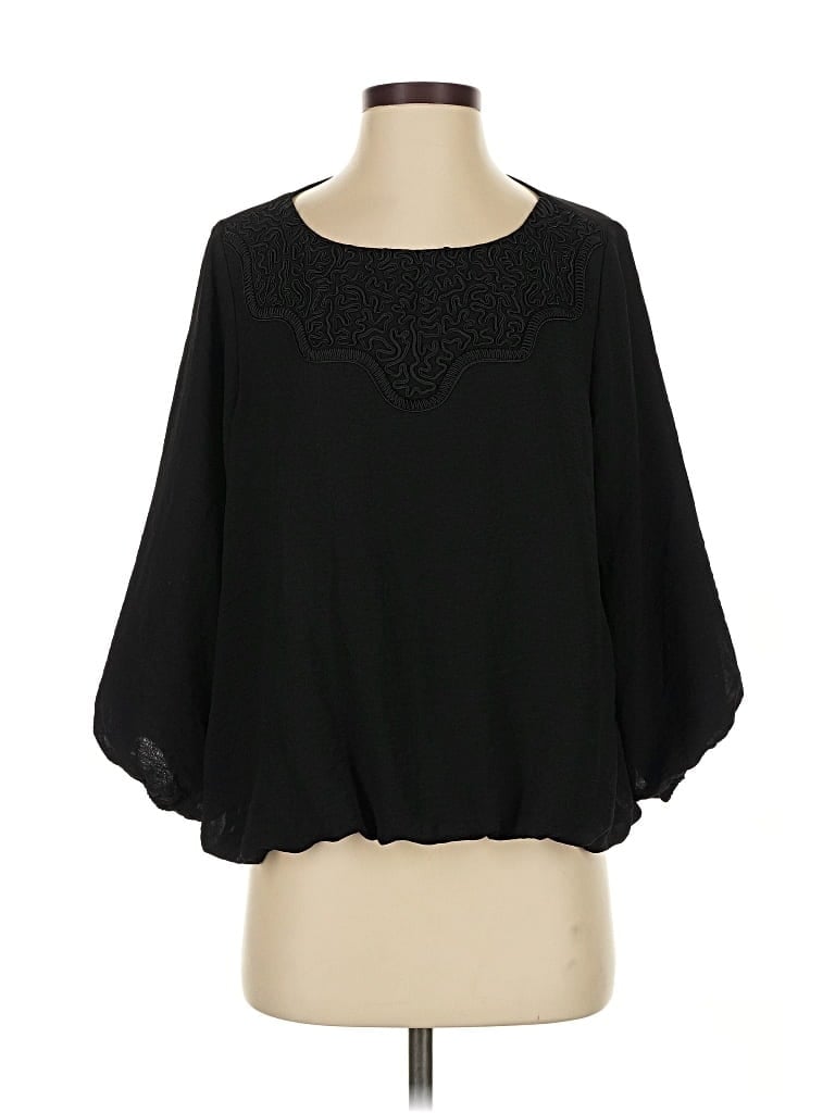 Pre-owned Chico's 3/4 Sleeve Blouse In Black