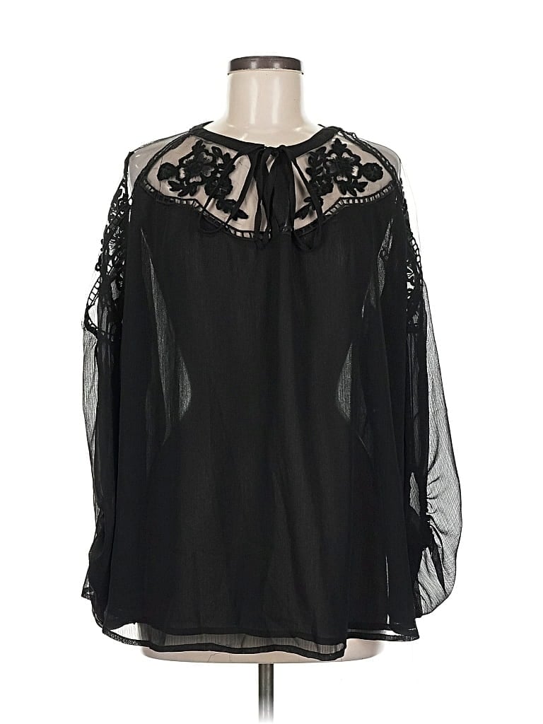 Pre-owned Hayden Long Sleeve Blouse In Black