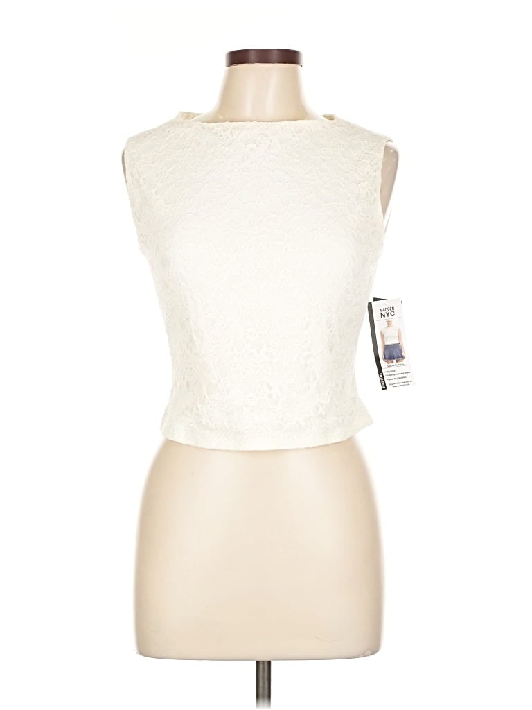 Madden Nyc Sleeveless Top Ivory Boatneck Tops In White