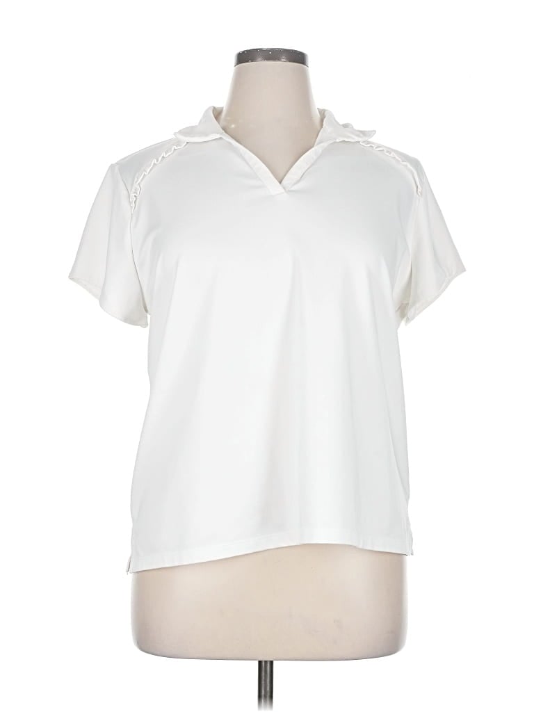 Pre-owned Chico's Short Sleeve Blouse In White