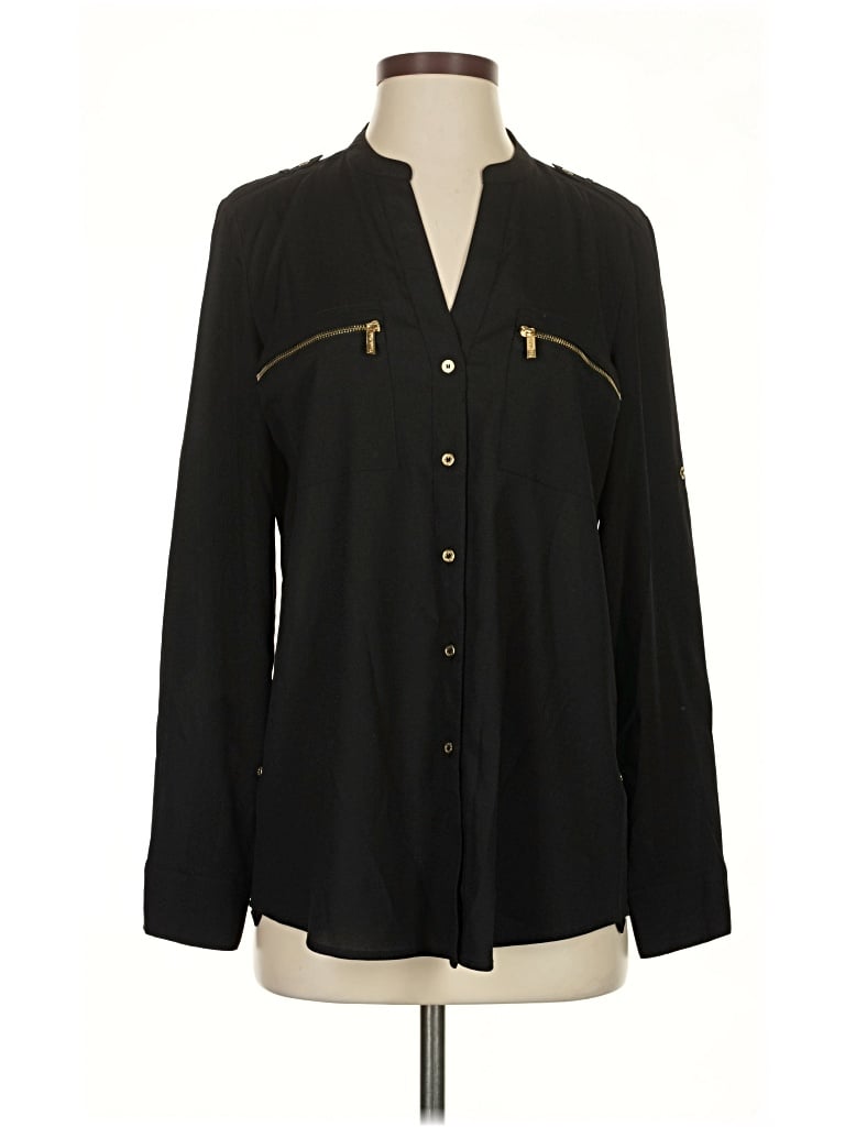 Pre-owned Calvin Klein Long Sleeve Blouse In Black