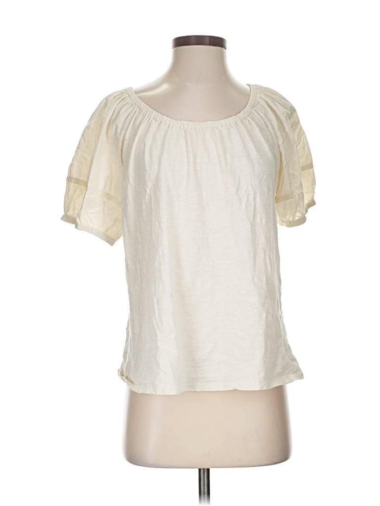 Pre-owned Universal Thread Short Sleeve Top Ivory Scoop Neck Tops In White