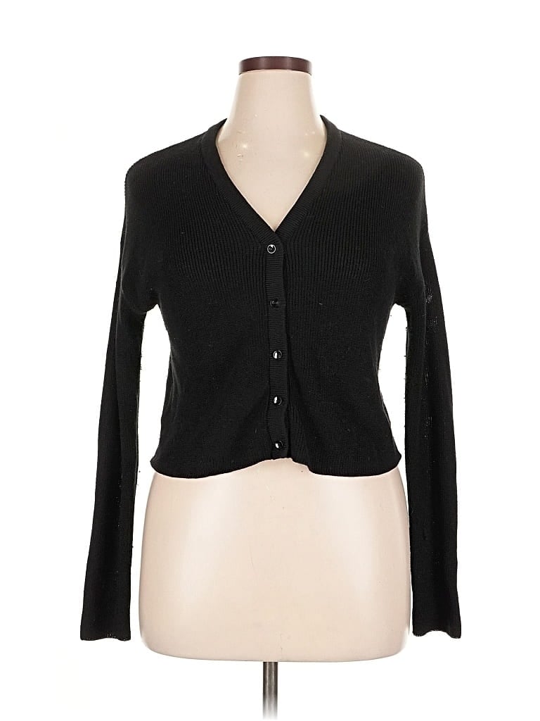 Pre-owned John & Jenn Long Sleeve Top Black Plunge Neckline Tops