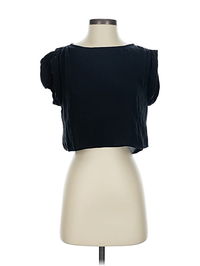 Pre-owned Alice And Olivia Alice + Olivia Short Sleeve Top Black One Shoulder Neckline Tops