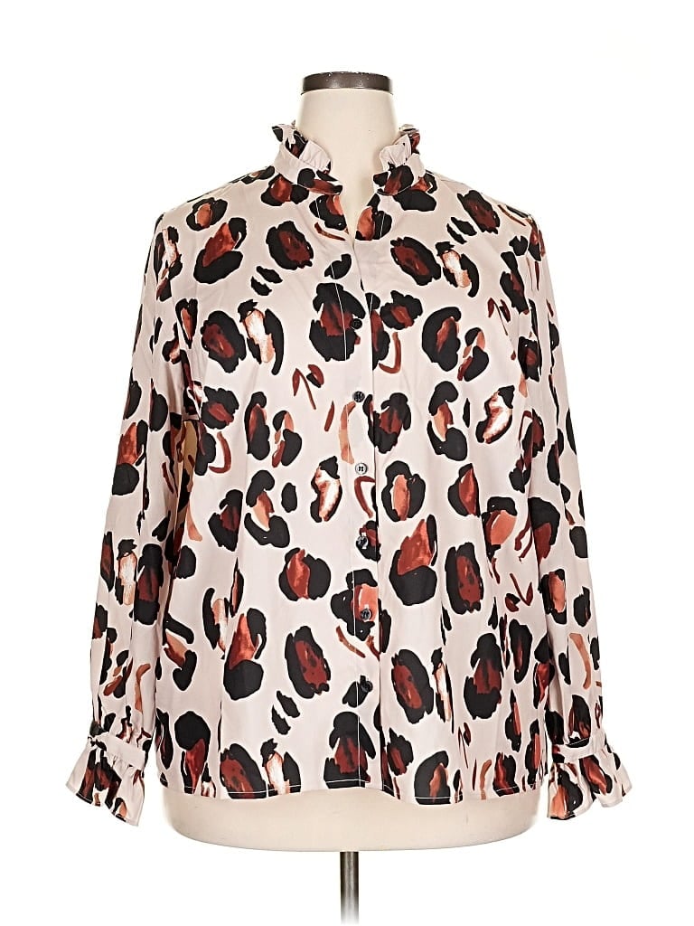 Pre-owned Eloquii Long Sleeve Blouse In White